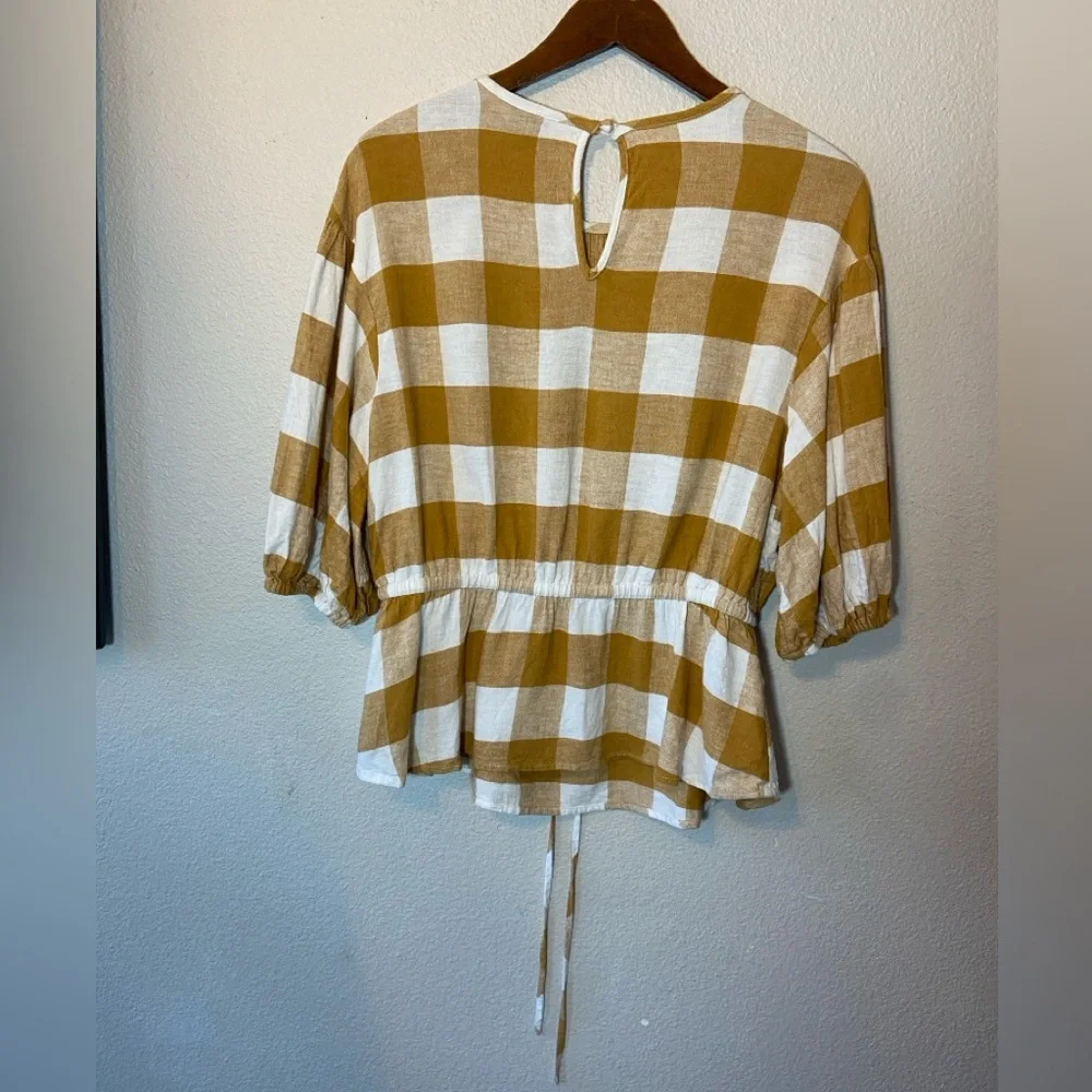 Who What Wear Gingham Peplum Top Size Medium